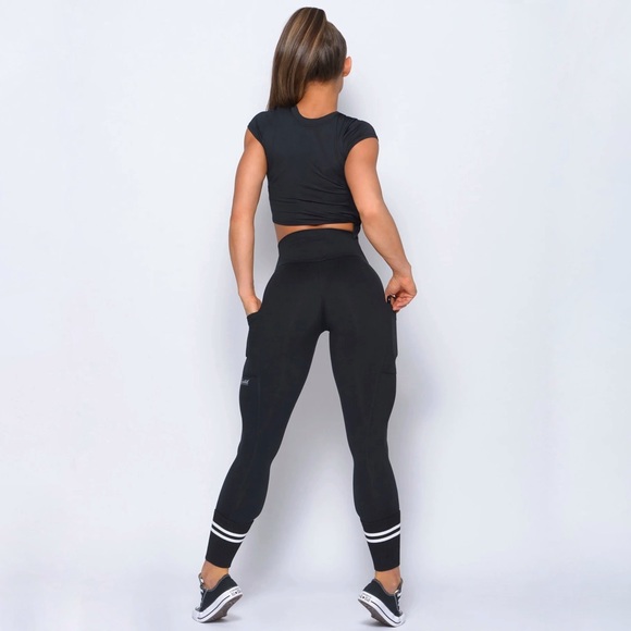 BombshellSportswear Black Ankle Sock Leggings - Picture 2 of 4